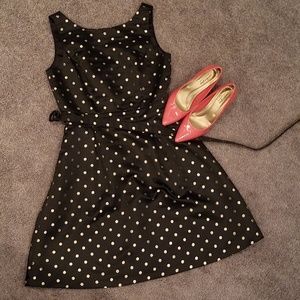 Black and Gold Polka Dot Cocktail Dress